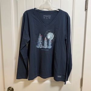 Life Is Good blue Long Sleeve with Winter Scene